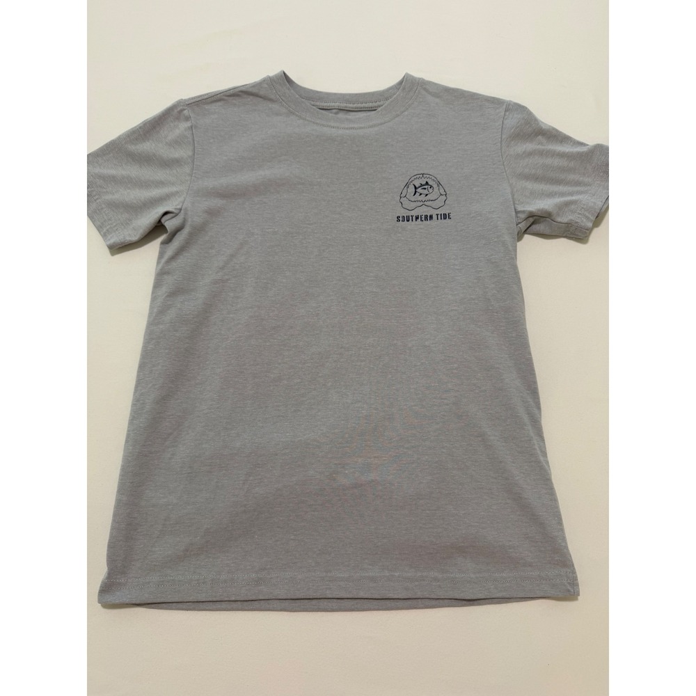 Southern Tide Boys Gray Shark Graphic T-Shirt Short Sleeve Size L 12-14 RN123934